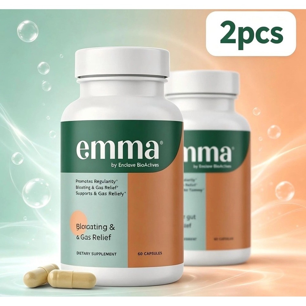 2 Pack Emma Relief Gut Health Support Digestive Gas & Bloating 60 Caps Sealed